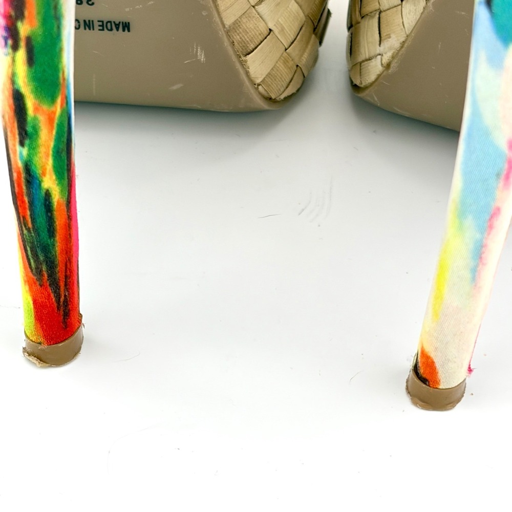 River Island Multicolor Abstract Pleated Peep Toe Platform Heels Pumps EU 38 7.5 - Picture 11 of 11